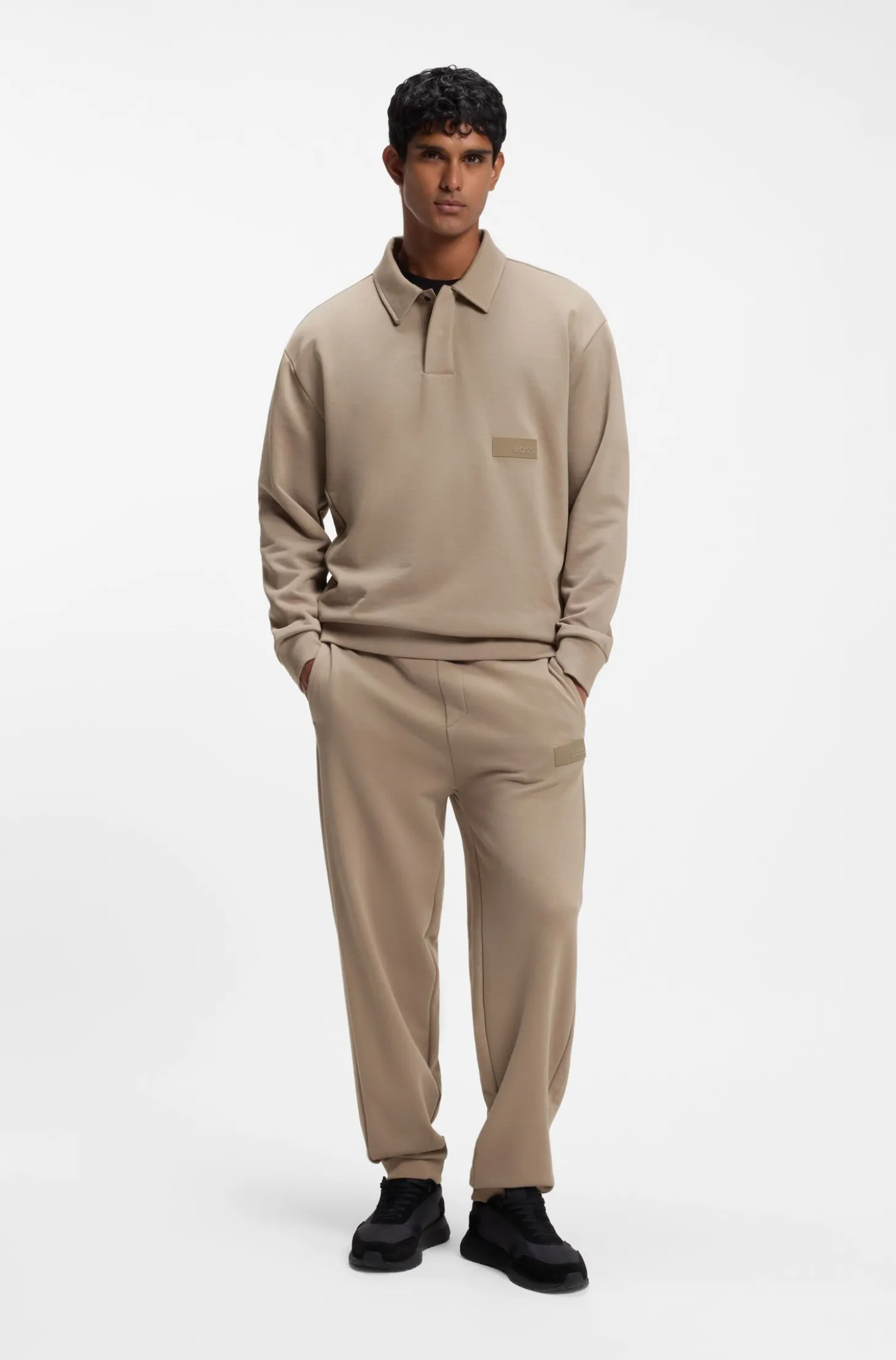 Relaxed-fit polo sweatshirt in French Terry