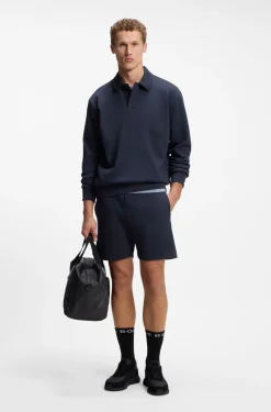 Relaxed-fit polo sweatshirt in French Terry