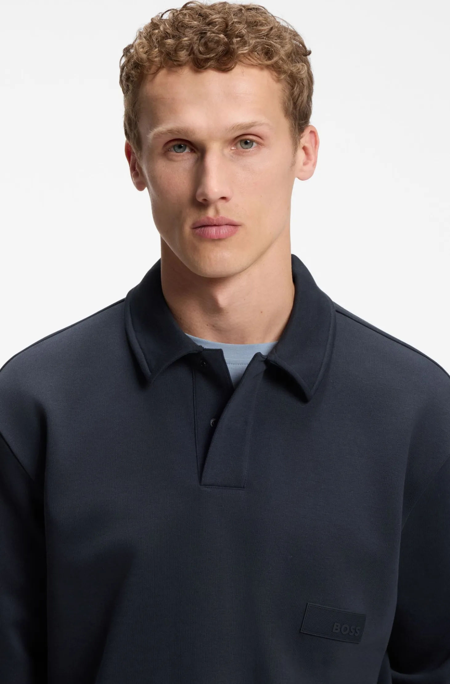 Relaxed-fit polo sweatshirt in French Terry