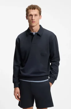 Relaxed-fit polo sweatshirt in French Terry