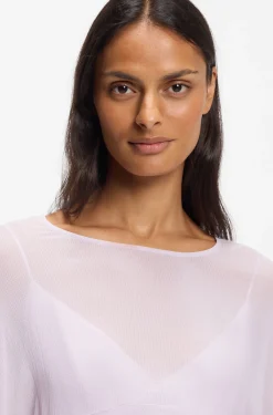 Relaxed-fit ruffled blouse in crepe Georgette seersucker