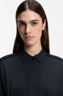 Relaxed-fit shirt dress with detachable belt