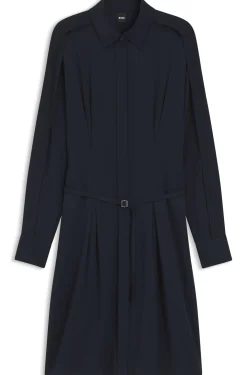 Relaxed-fit shirt dress with detachable belt