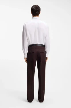 Relaxed-fit shirt in cotton poplin with point collar
