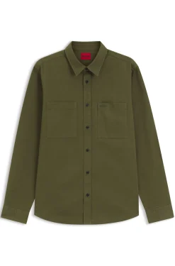 Relaxed-fit shirt in cotton twill with chest logo