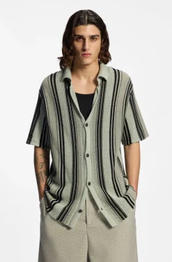 Relaxed-fit shirt in open-knit cotton