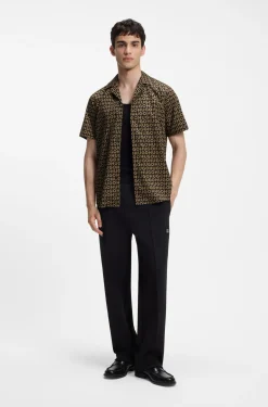 Relaxed-fit shirt in printed cotton canvas