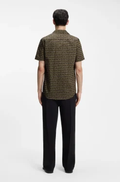 Relaxed-fit shirt in printed cotton canvas