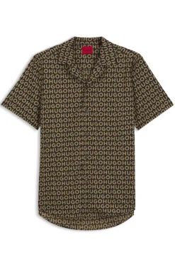 Relaxed-fit shirt in printed cotton canvas