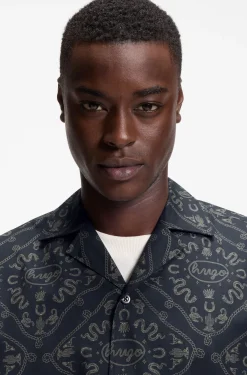 Relaxed-fit shirt in printed cotton poplin