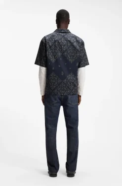 Relaxed-fit shirt in printed cotton poplin