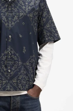 Relaxed-fit shirt in printed cotton poplin