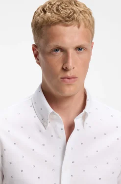 Relaxed-fit shirt in printed cotton jersey