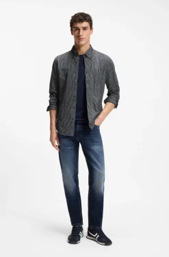 Relaxed-fit shirt in printed cotton jersey
