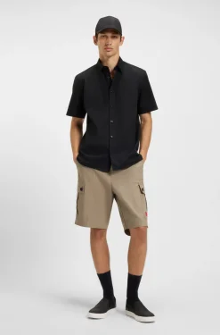 Relaxed-fit shirt in stretch-cotton canvas