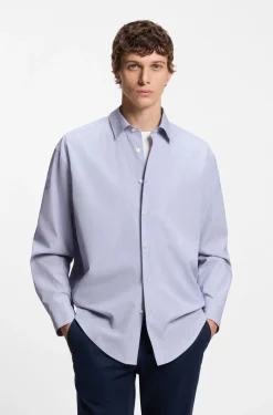 Relaxed-fit shirt in striped cotton poplin