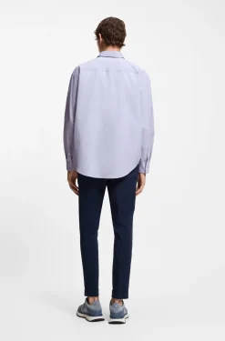 Relaxed-fit shirt in striped cotton poplin