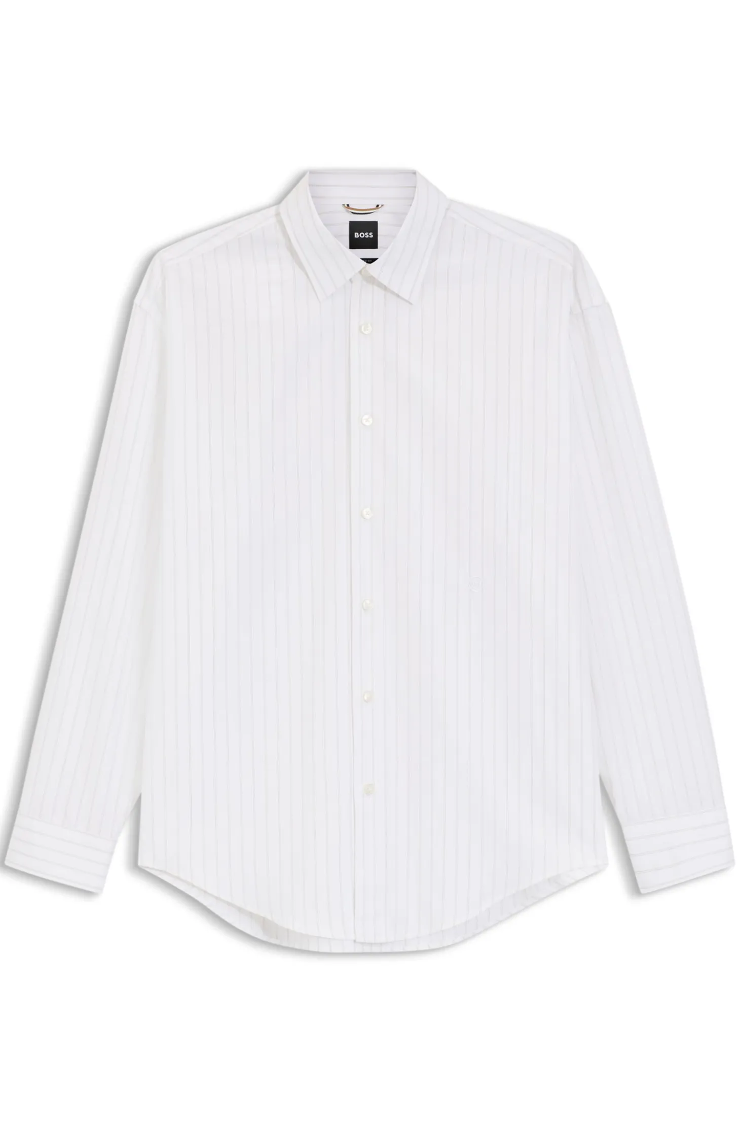 Relaxed-fit shirt in striped cotton poplin