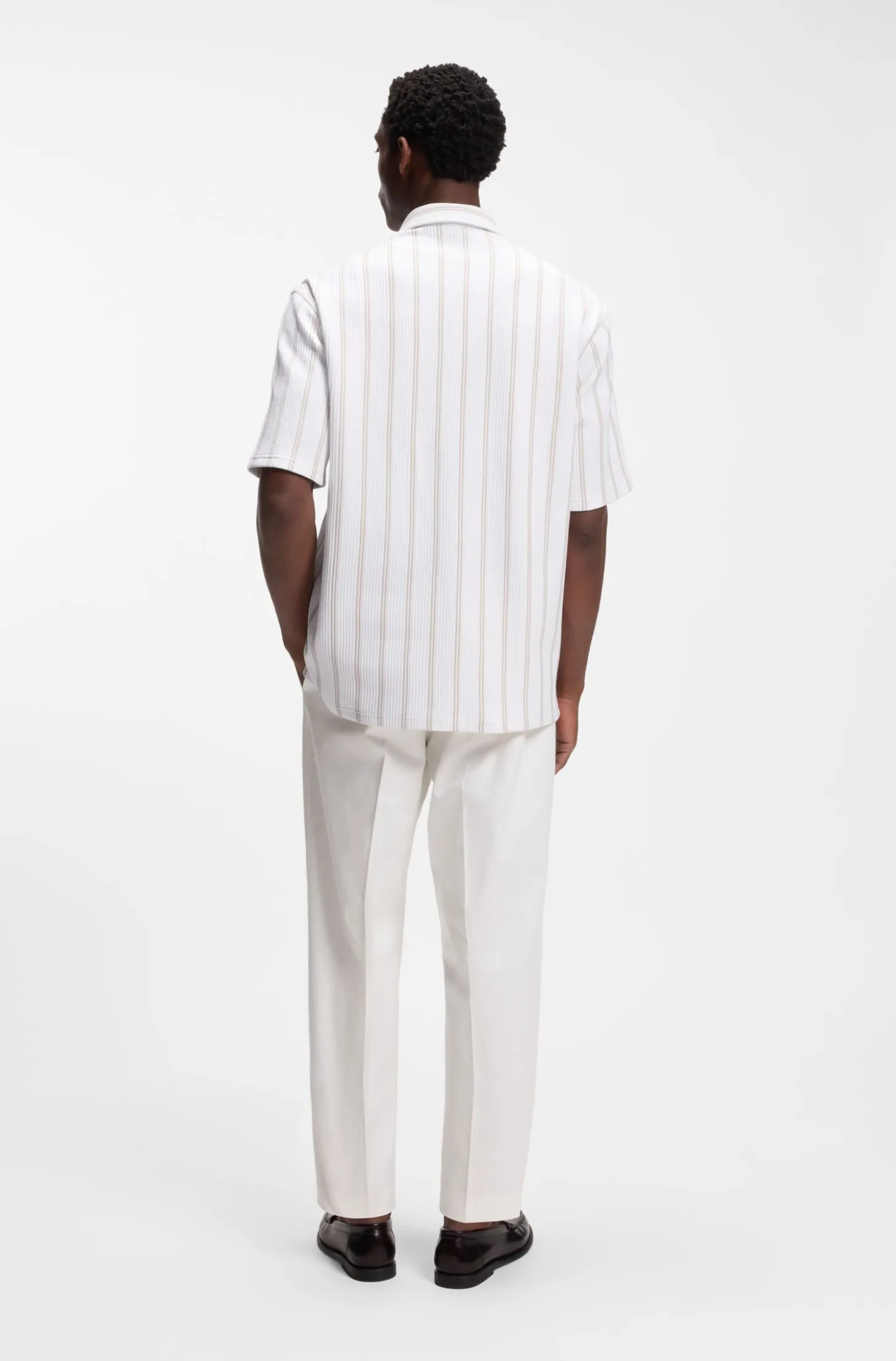 Relaxed-fit shirt in striped stretch cotton