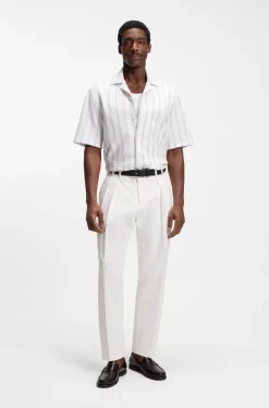 Relaxed-fit shirt in striped stretch cotton
