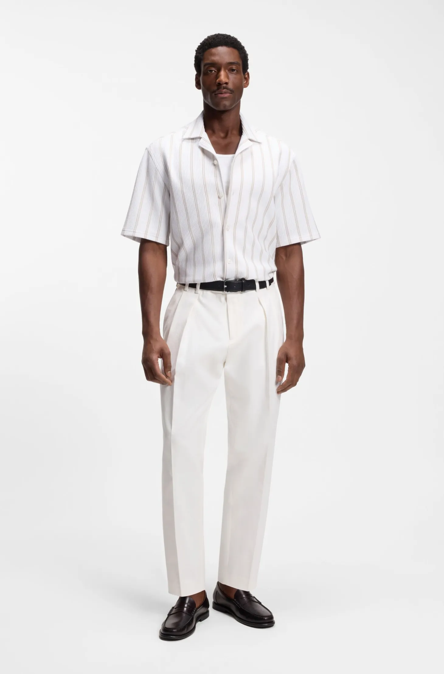 Relaxed-fit shirt in striped stretch cotton