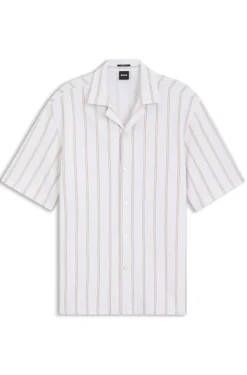Relaxed-fit shirt in striped stretch cotton