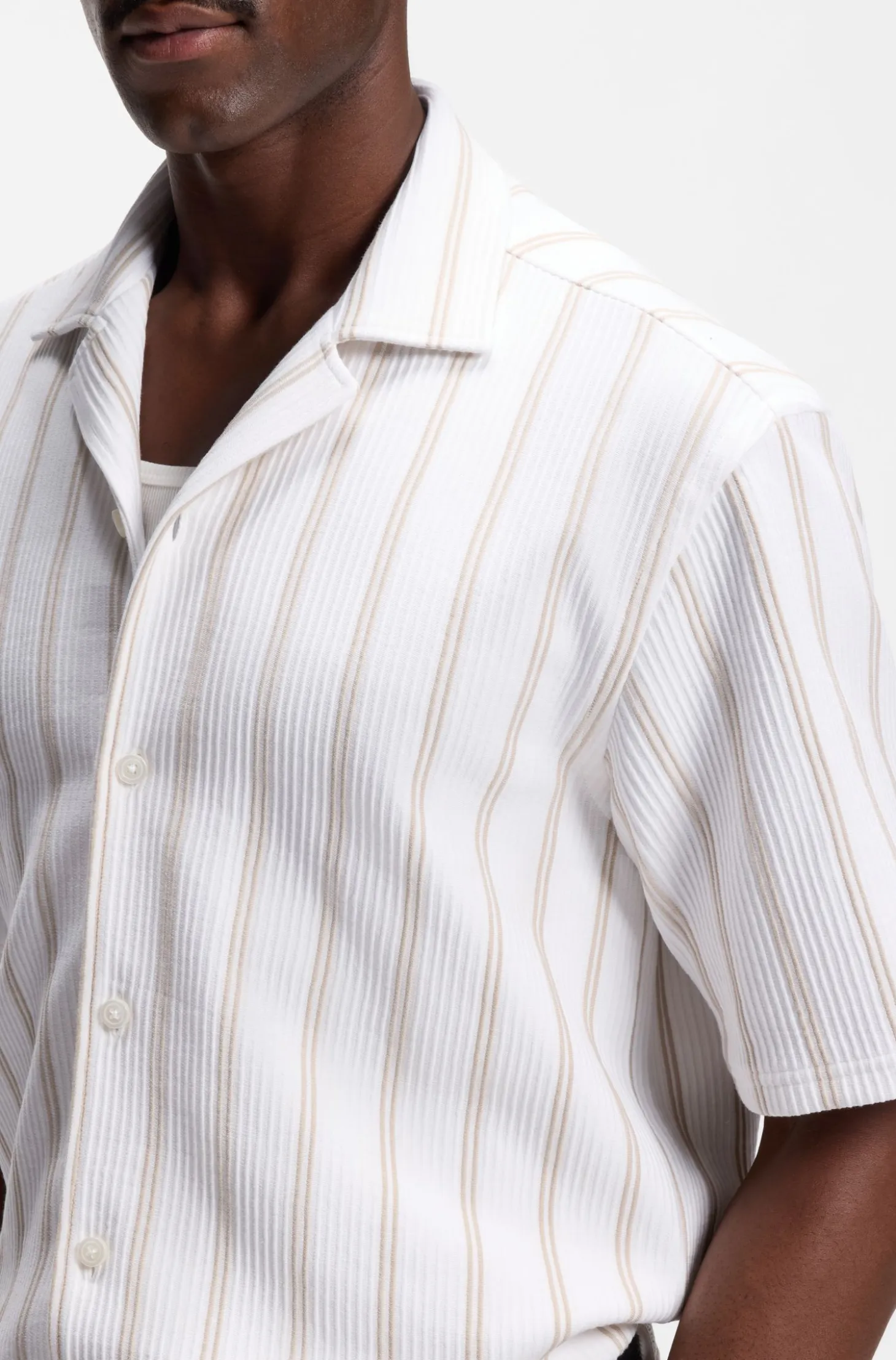 Relaxed-fit shirt in striped stretch cotton