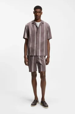 Relaxed-fit shirt in striped stretch cotton