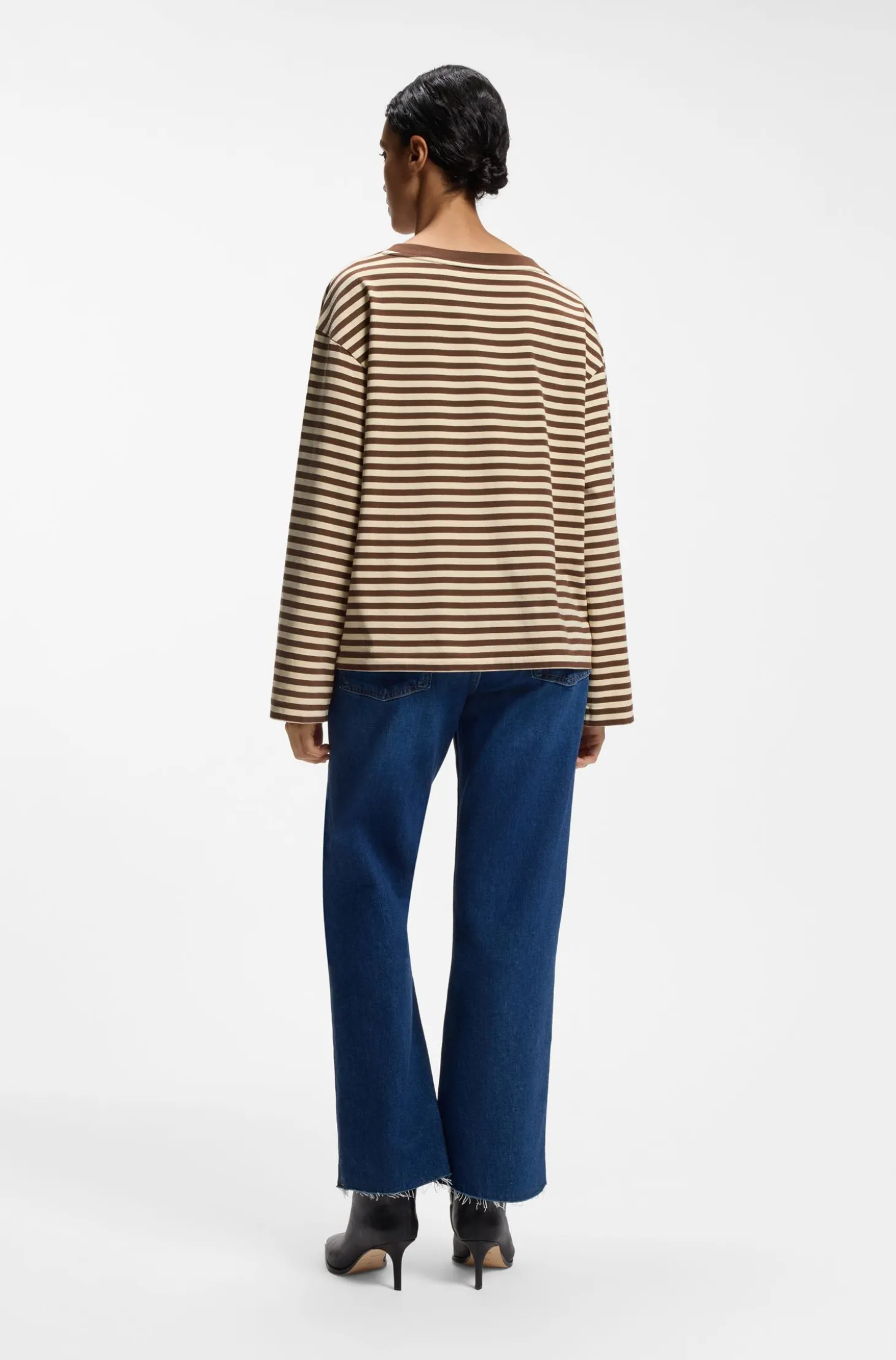 Relaxed-fit striped top in cotton jersey