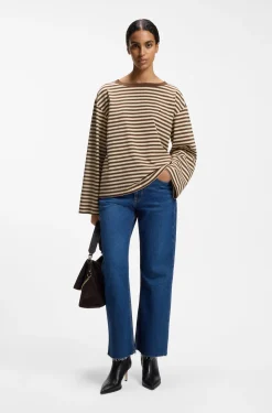 Relaxed-fit striped top in cotton jersey