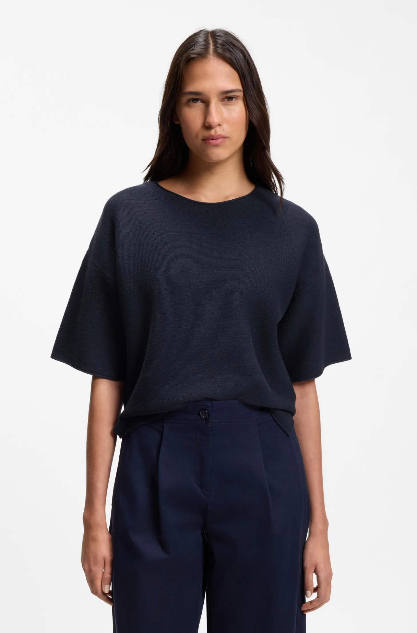 Relaxed-fit sweater in cotton and virgin wool