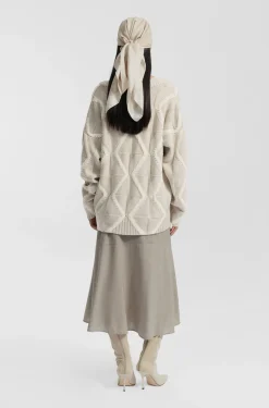 Relaxed-fit sweater in virgin wool with Aran knit
