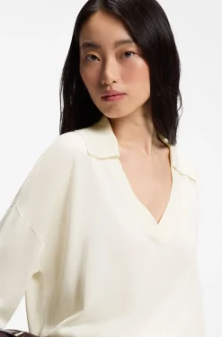 Relaxed-fit sweater with open collar