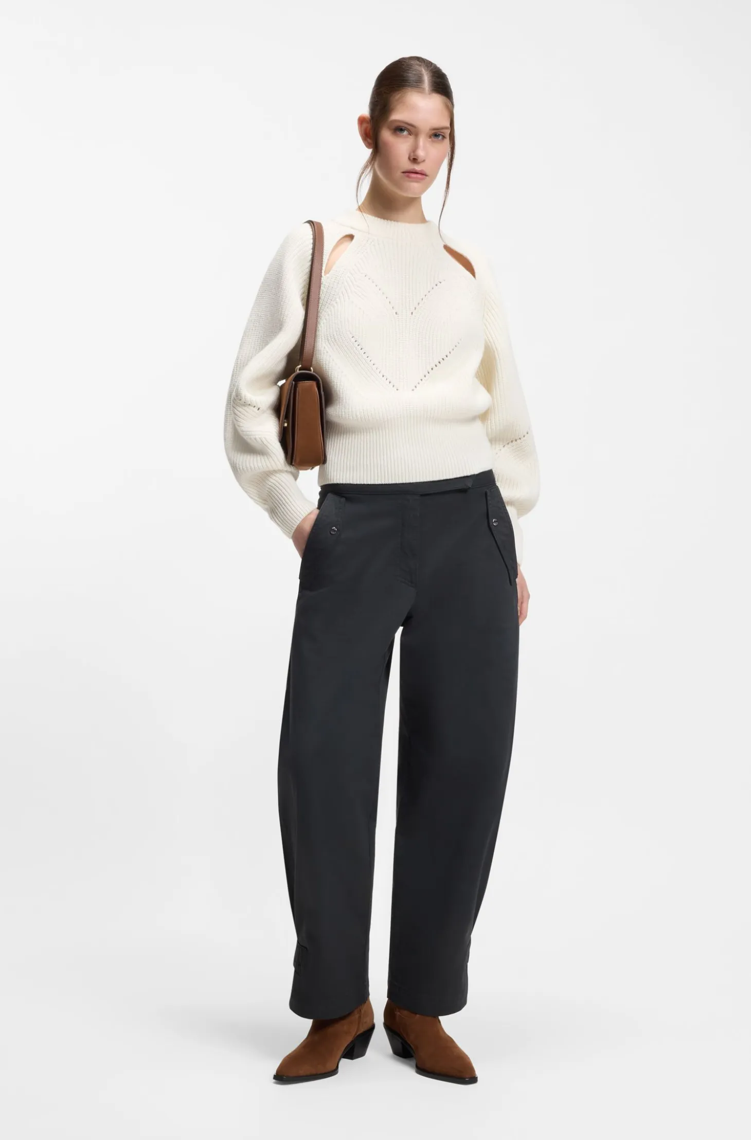 Relaxed-fit sweater with open-work knit