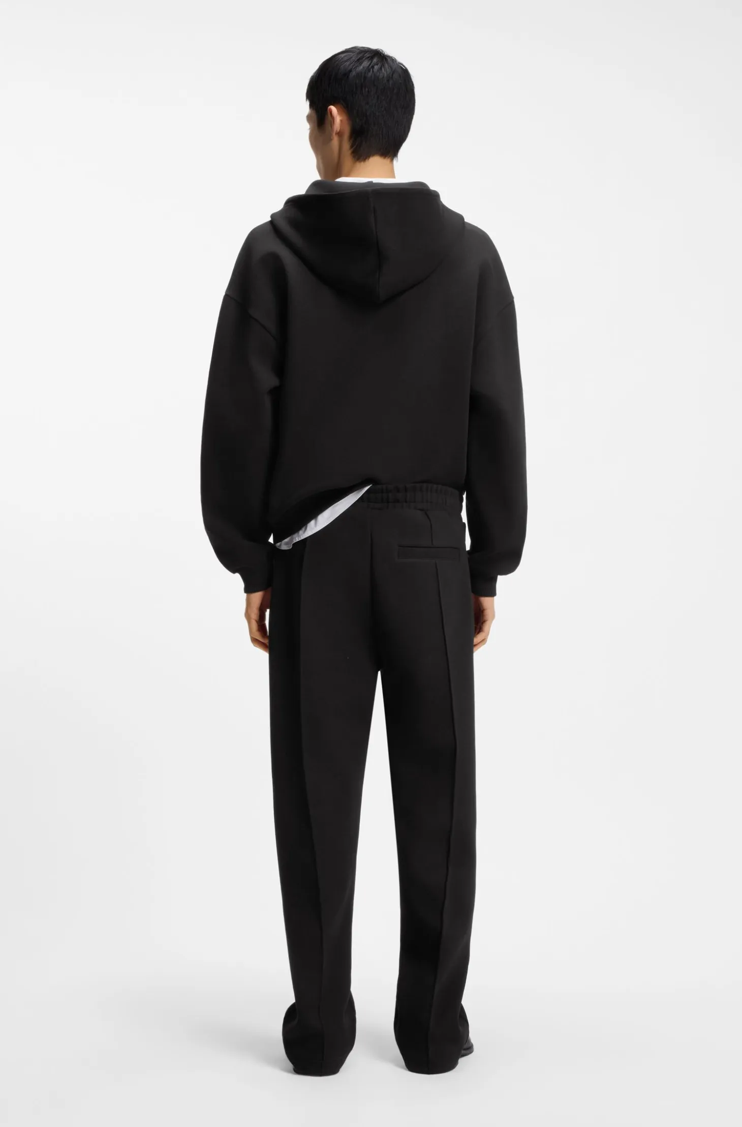 Relaxed-fit tracksuit bottoms in a structured cotton blend