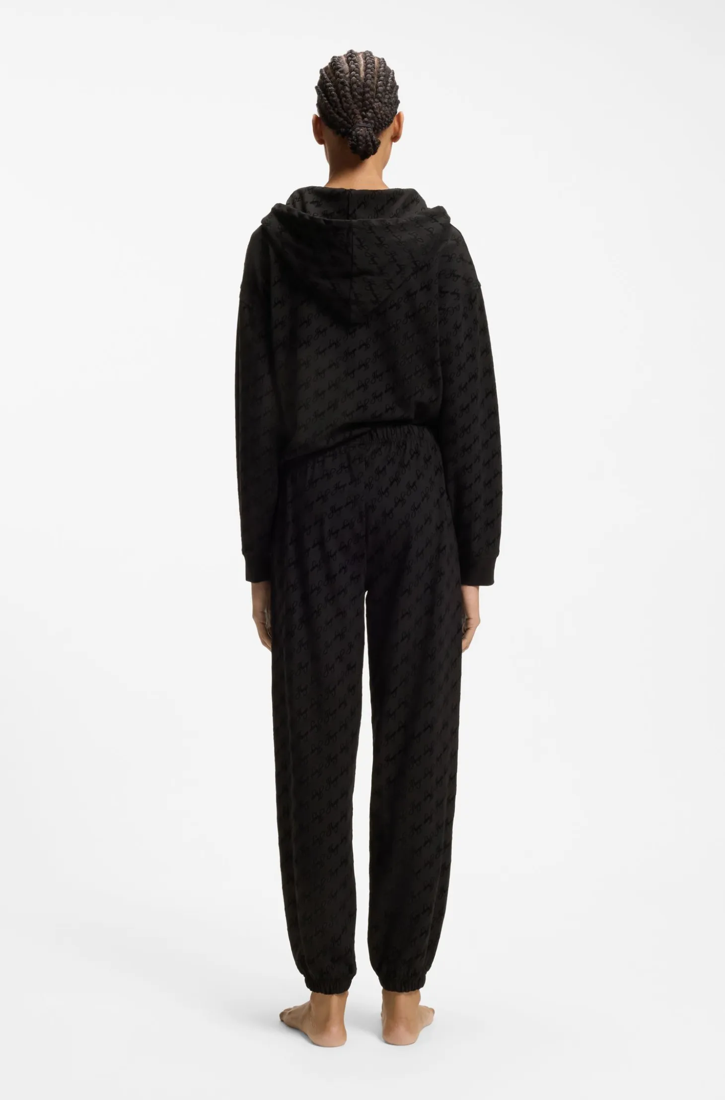 Relaxed-fit tracksuit bottoms with flocked-logo print