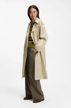 Relaxed-fit trench coat in water-repellent stretch cotton