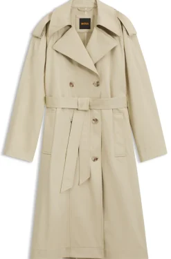 Relaxed-fit trench coat in water-repellent stretch cotton