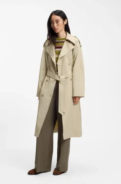 Relaxed-fit trench coat in water-repellent stretch cotton