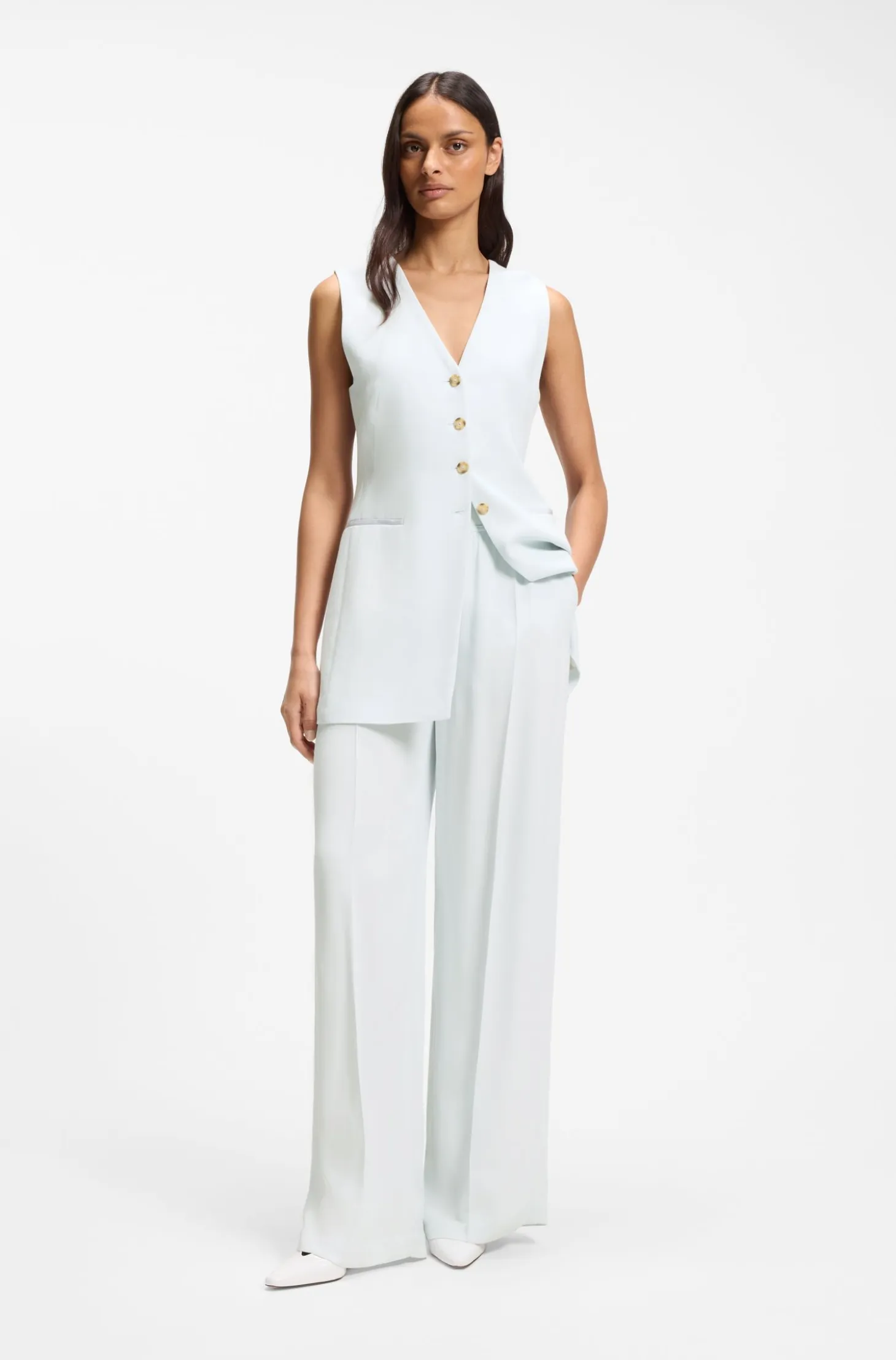 Relaxed-fit trousers in fluid crepe