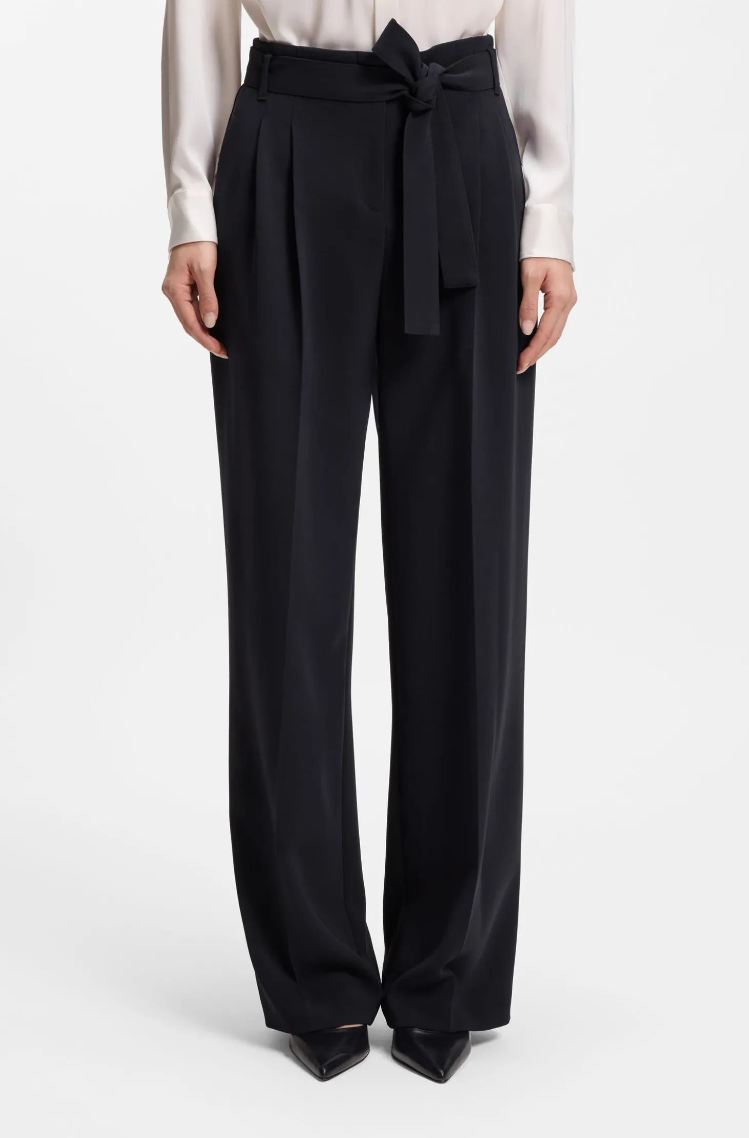 Relaxed-fit trousers in Japanese crepe