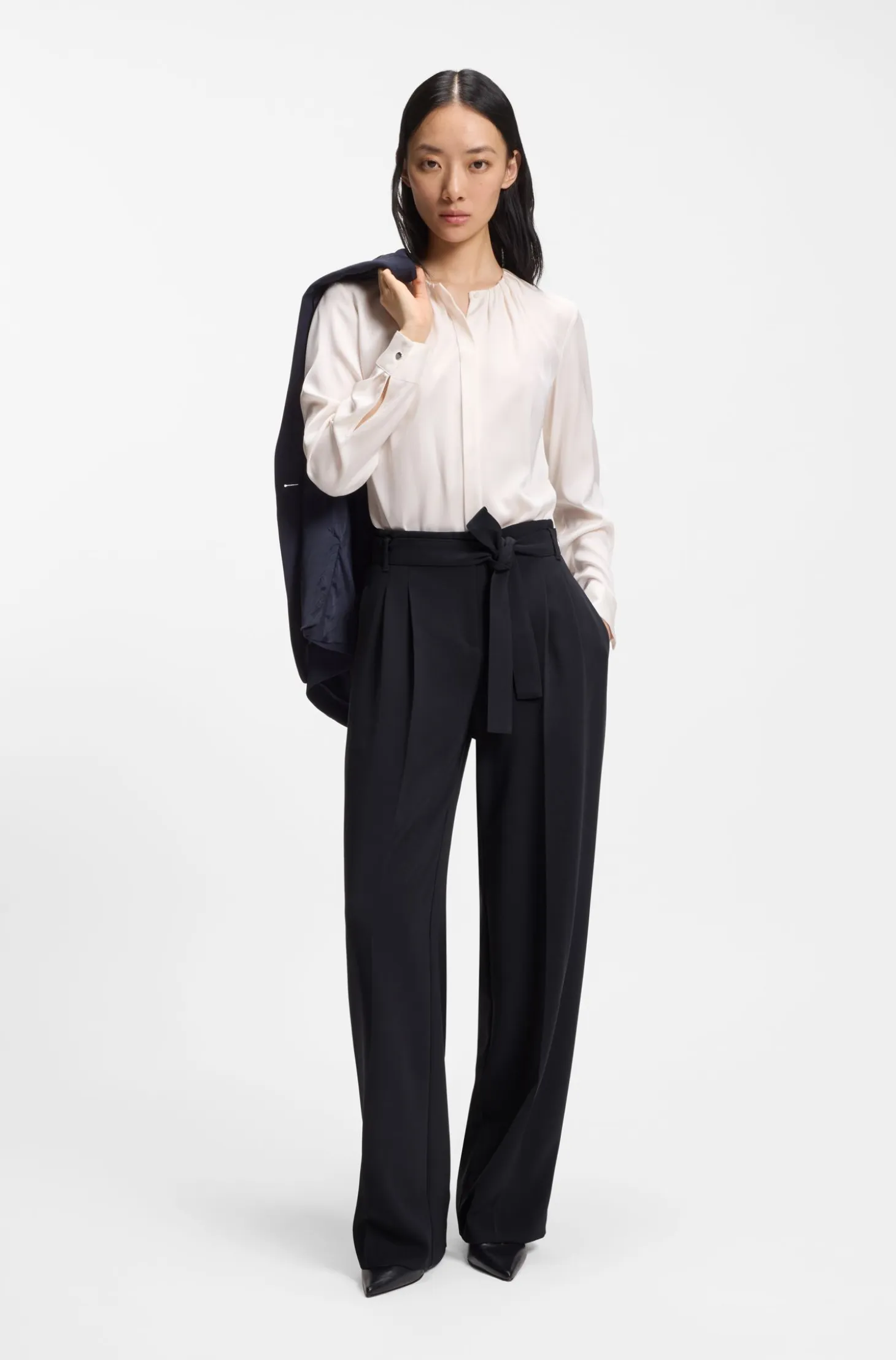 Relaxed-fit trousers in Japanese crepe