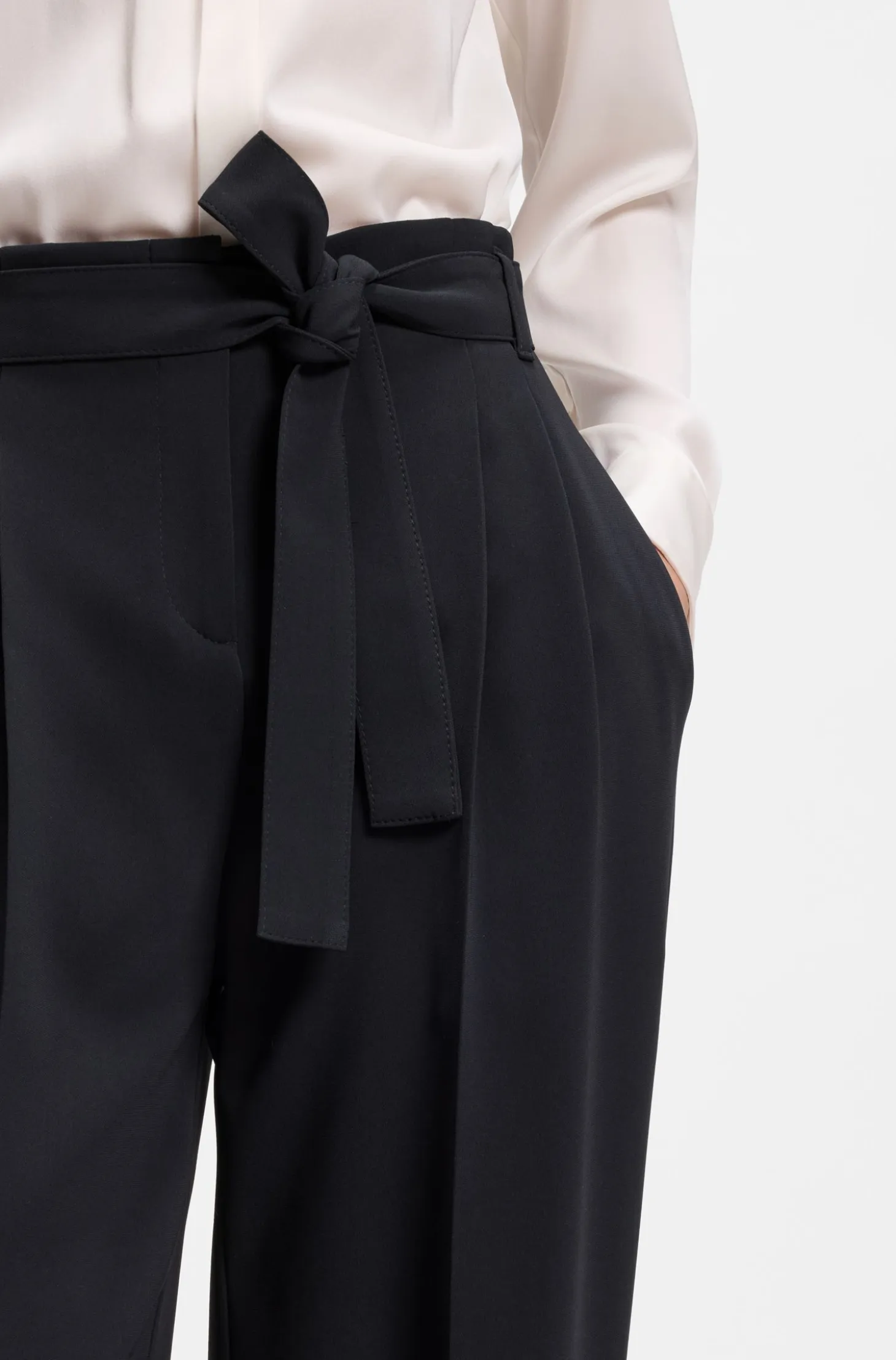 Relaxed-fit trousers in Japanese crepe