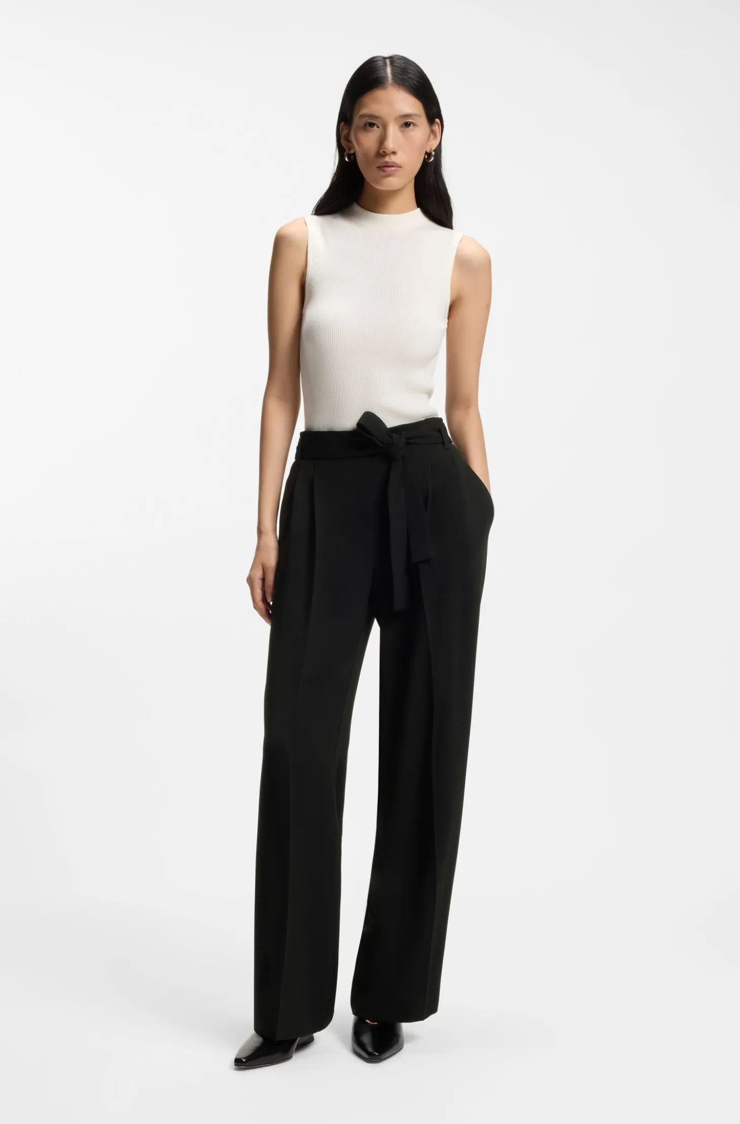 Relaxed-fit trousers in Japanese crepe