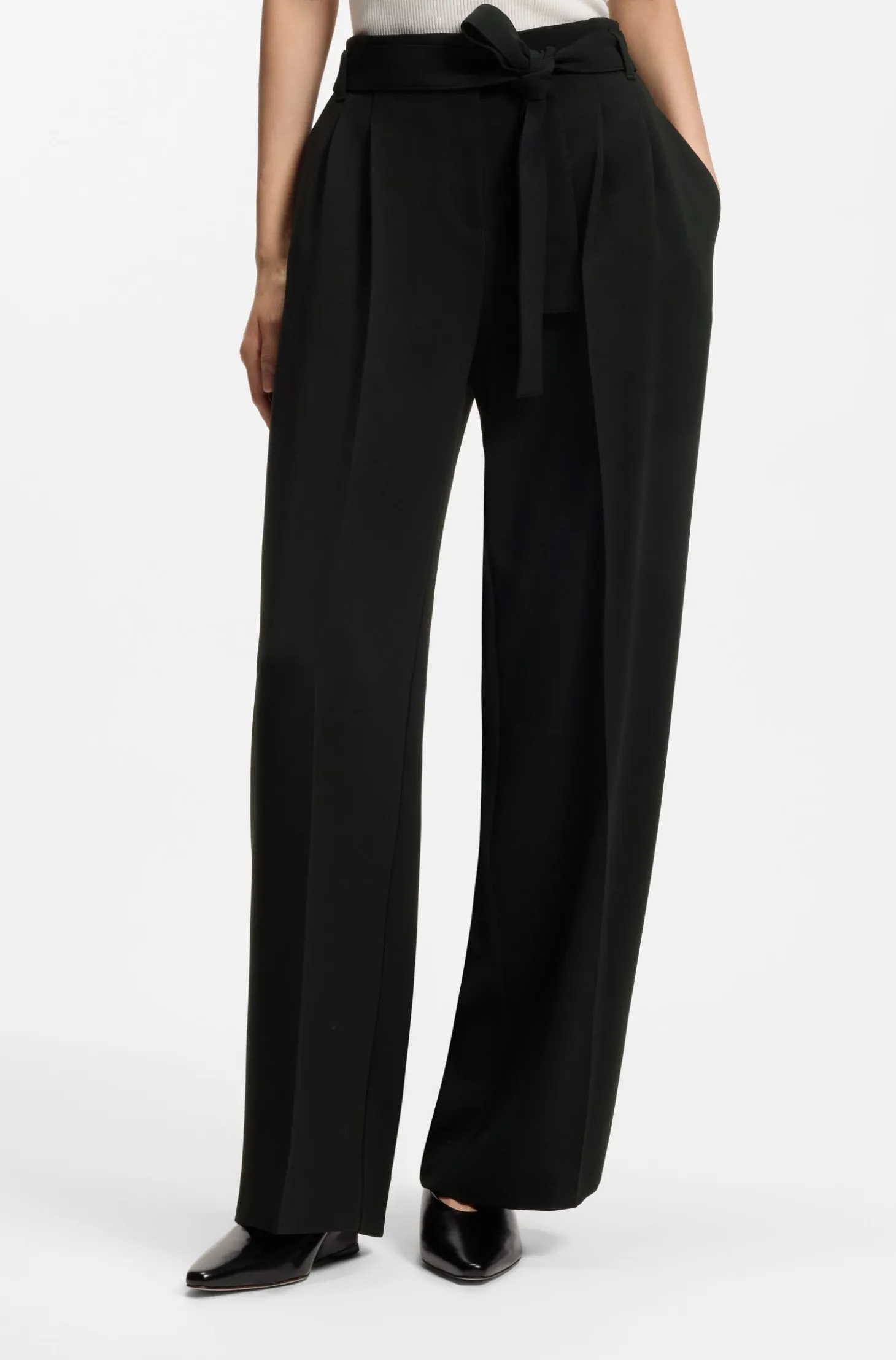 Relaxed-fit trousers in Japanese crepe