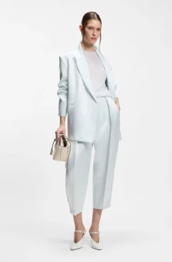 Relaxed-fit trousers in sateen with front pleats