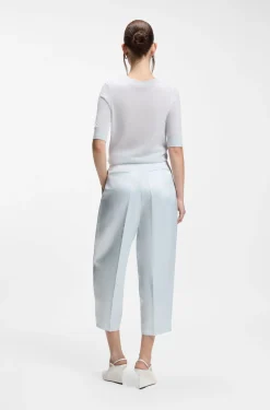 Relaxed-fit trousers in sateen with front pleats