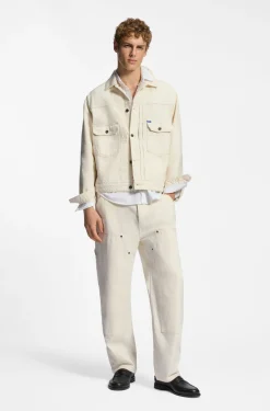 Relaxed-fit trucker jacket in ecru denim