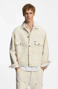 Relaxed-fit trucker jacket in ecru denim