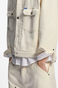 Relaxed-fit trucker jacket in ecru denim